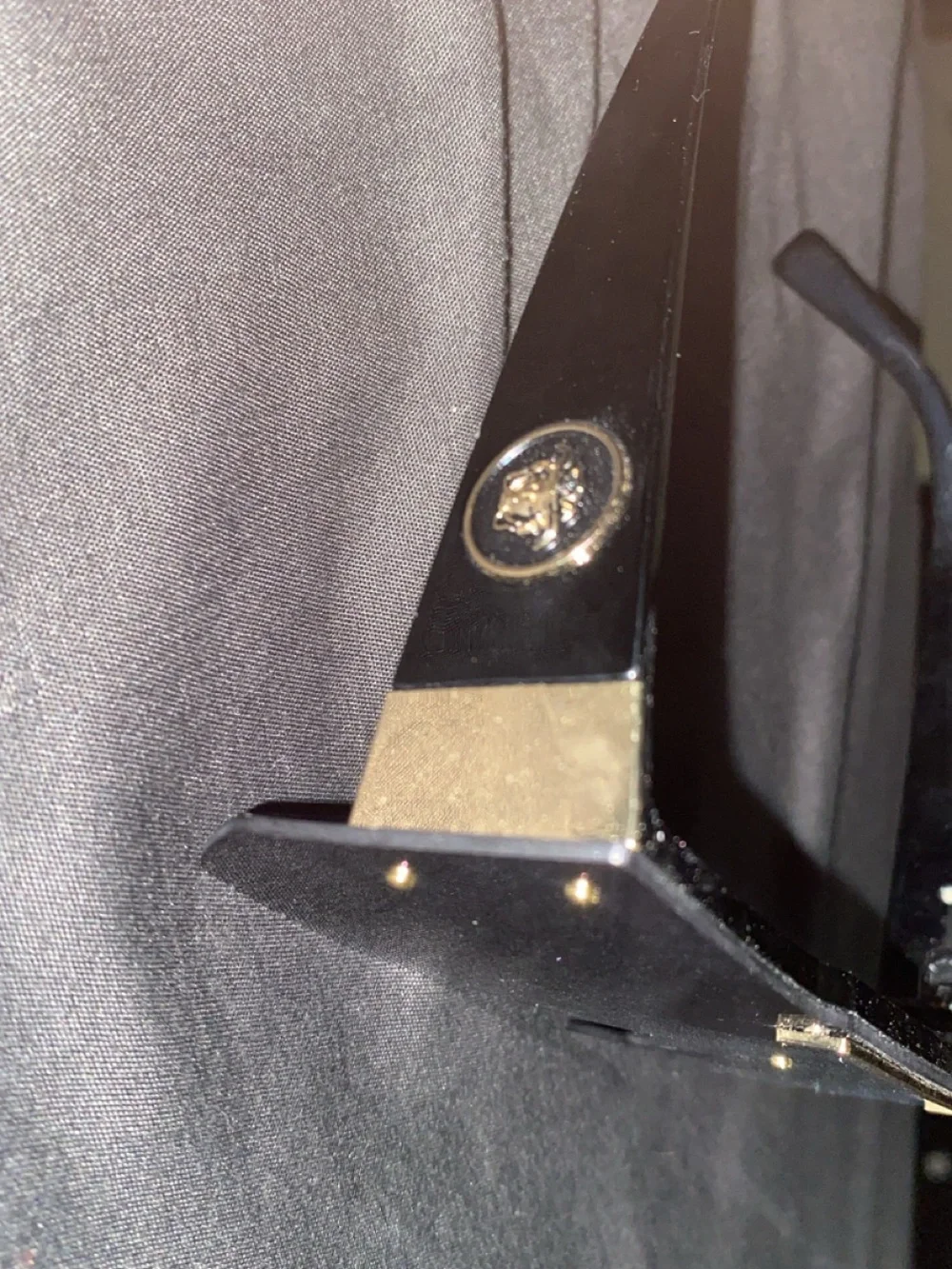 Versace Black Shield Sunglasses with Gold Trim